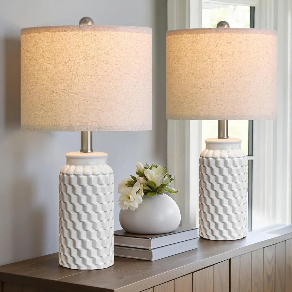 Modern Ceramic Table Lamp Set For Bedroom Living Room Office