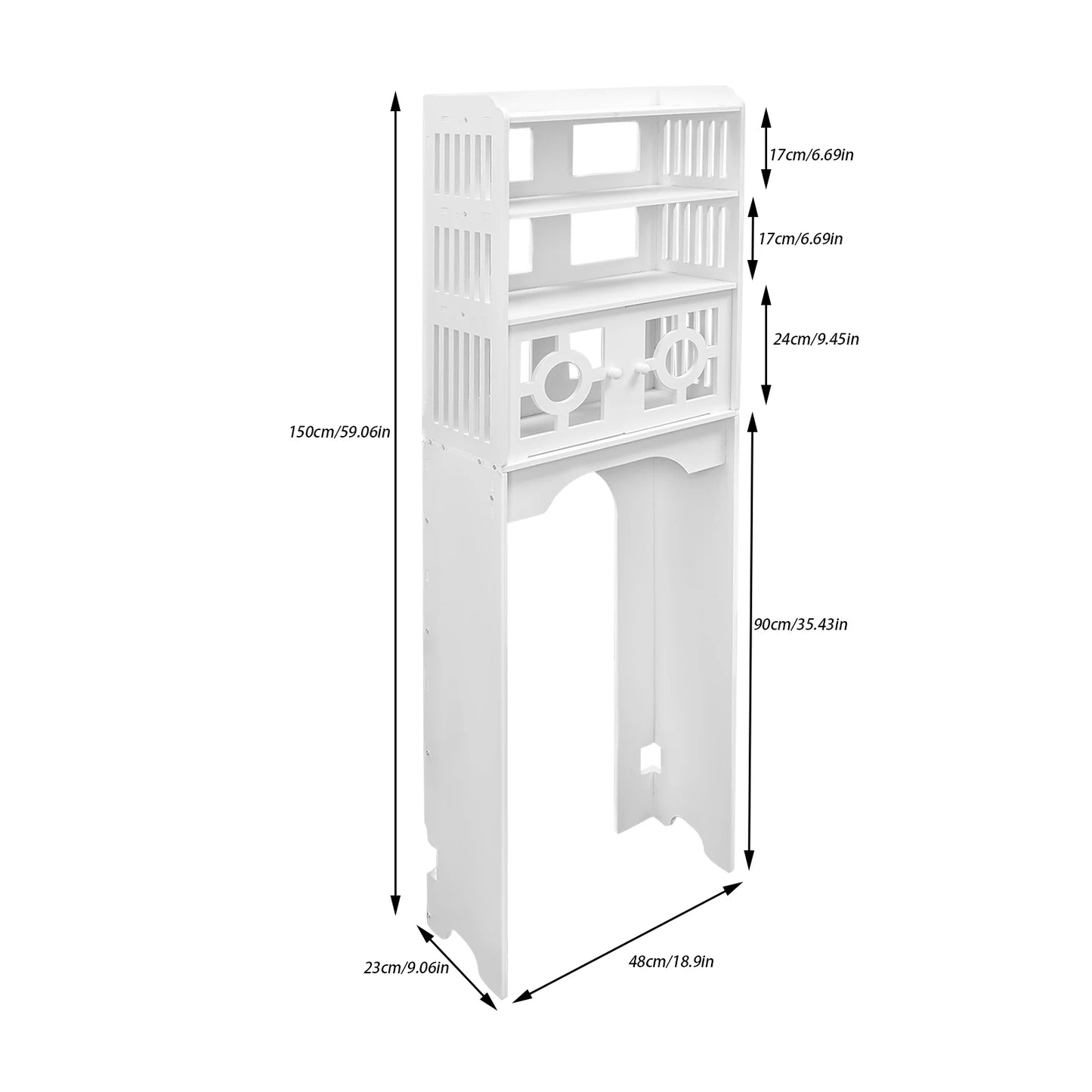 Over The Toilet 4 Tier Bathroom Storage Cabinet Organizer