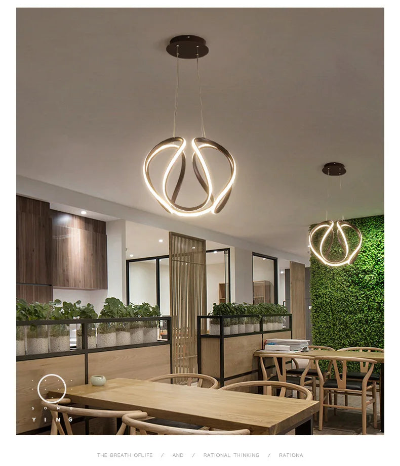 VETRULUS Modern Pendant Light Nordic Twisted LED Chandelier Ceiling Lamp