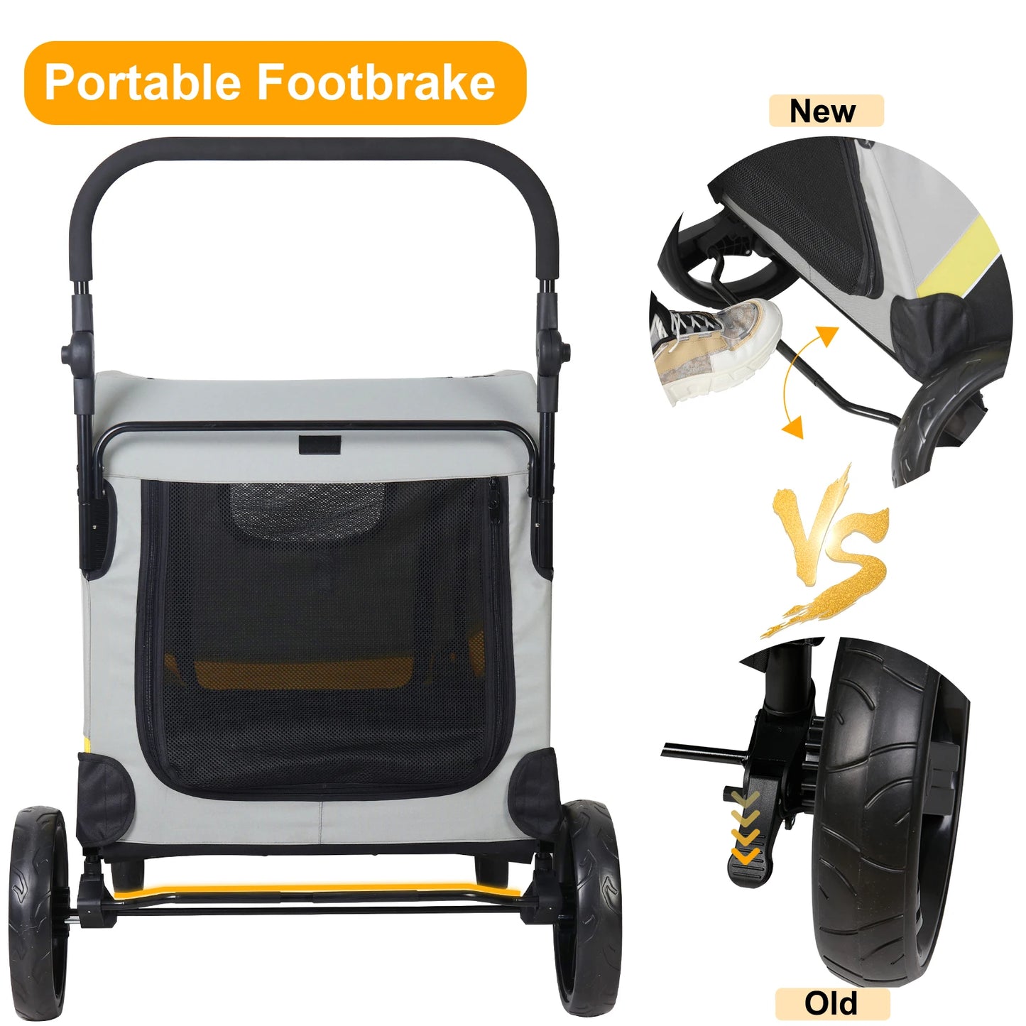 Dog Stroller For Dogs Foldable Pet Carrier With Zipper Divider
