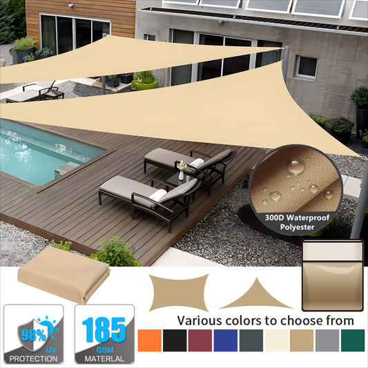 Triangle Sun Shade Sail UV Block Canopy With Free Rope