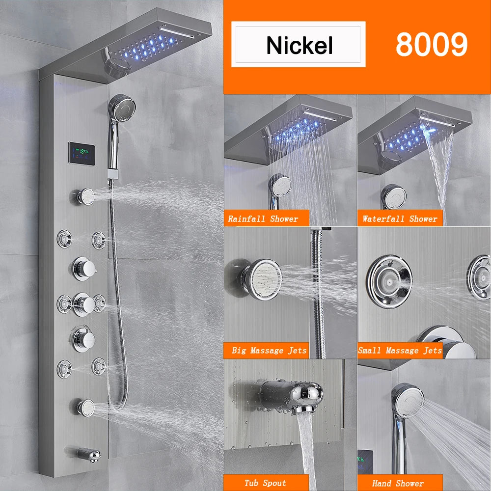 Suguword LED Shower Panel Column With Massage And Temperature Display