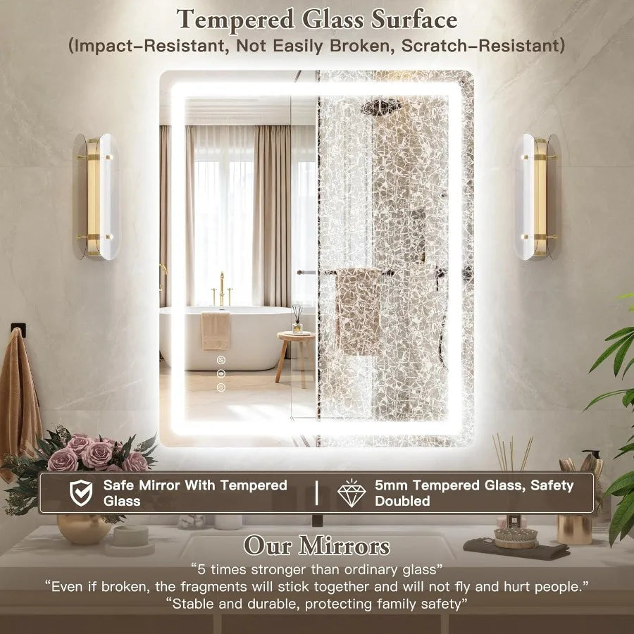 LED Bathroom Vanity Mirror With Anti Fog Dimmable Touch Control