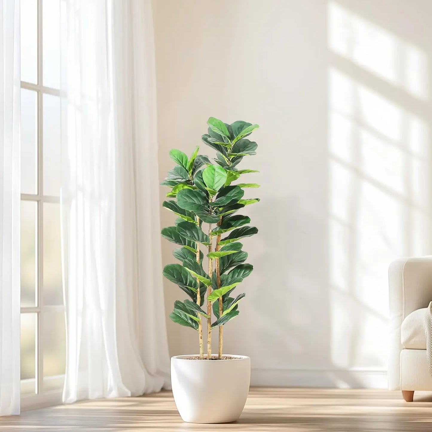 HiMISS Fiddle Leaf Fig Tree With Pot Faux Plant For Home Decor
