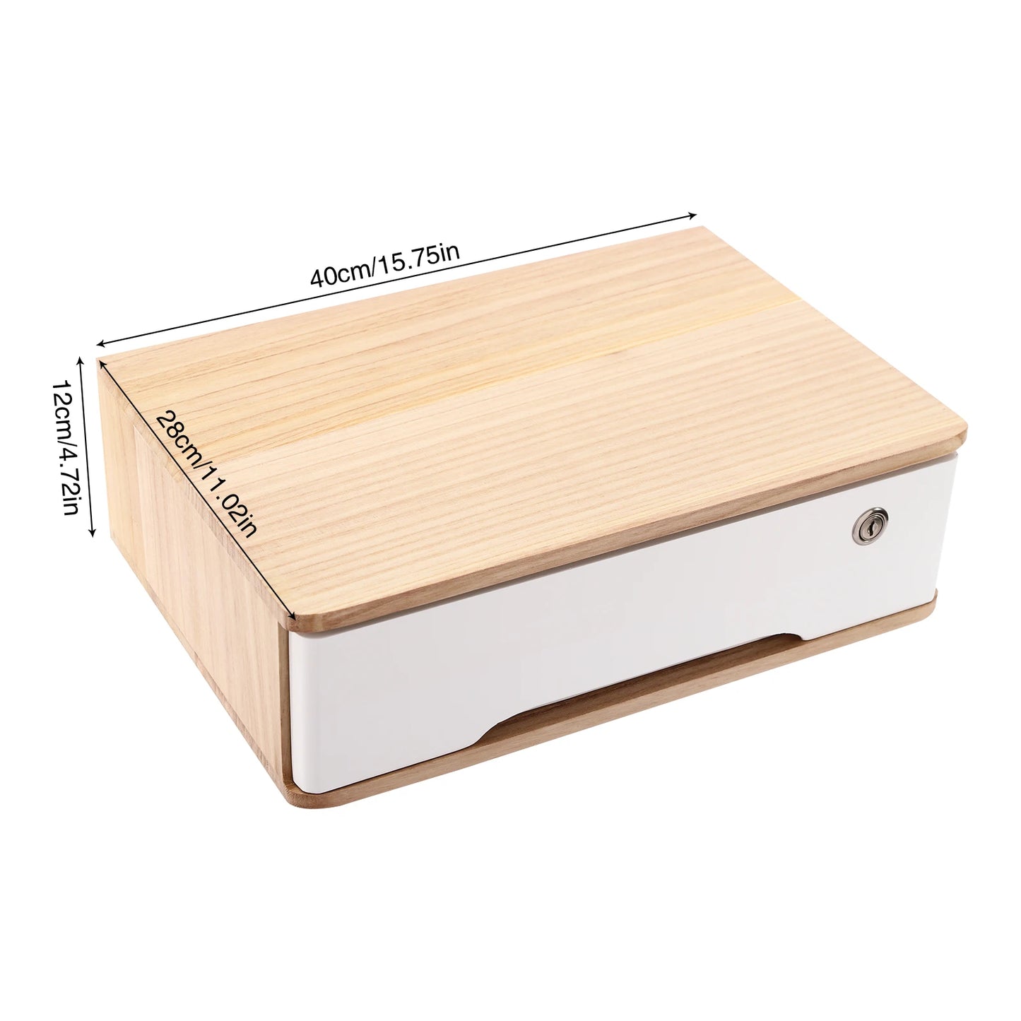 Wooden 1 2 3 Tier Desktop Storage Box Lockable Drawers