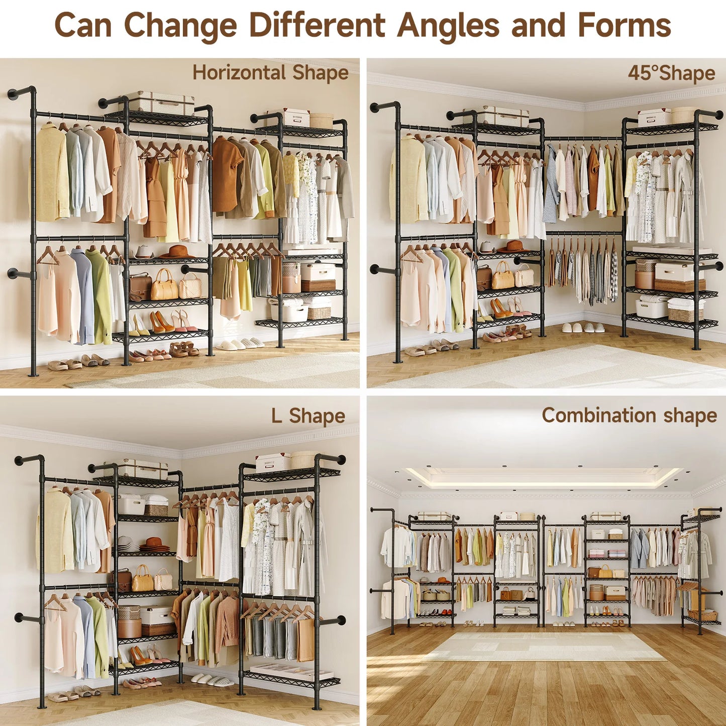 Onbrill Modern Wall Mounted Metal Pipe Clothes Rack