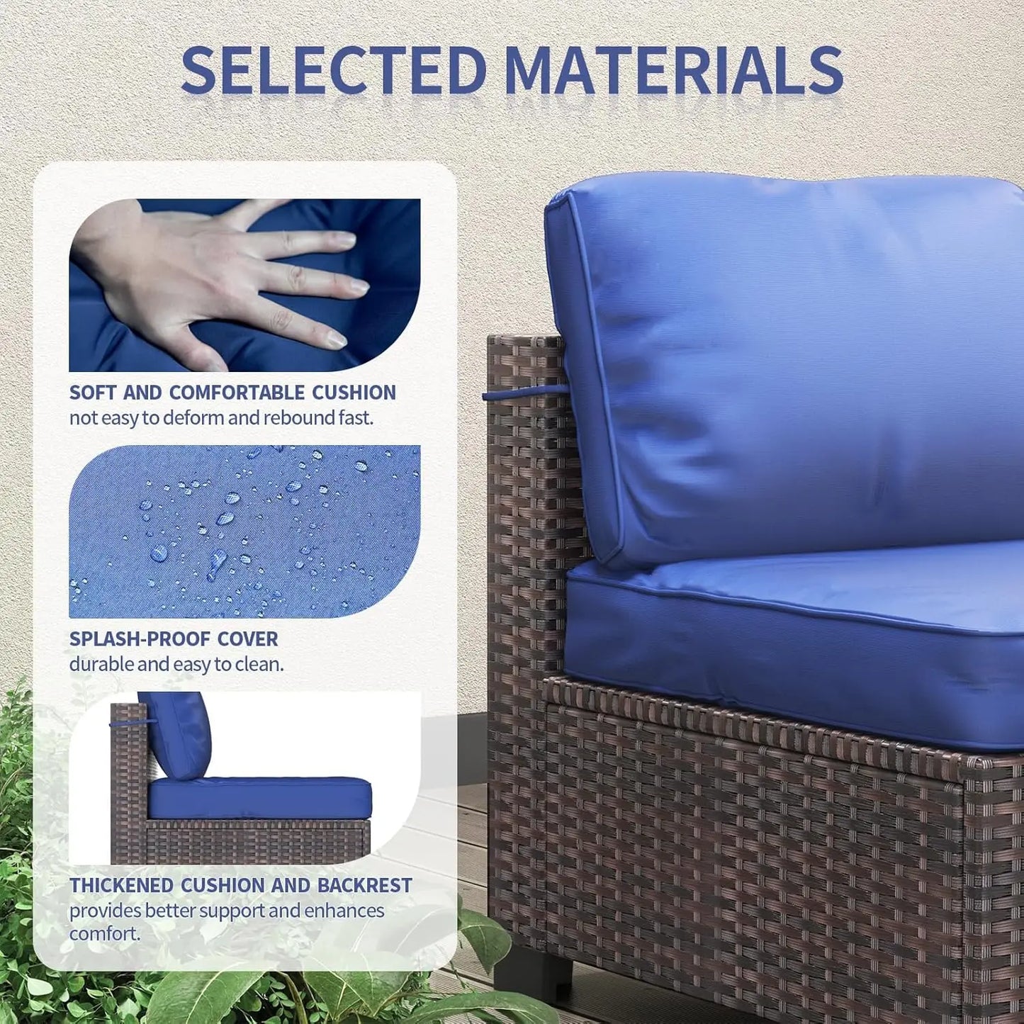 HobbyLane 7 Piece Modular Outdoor Furniture Set Rattan Wicker Garden
