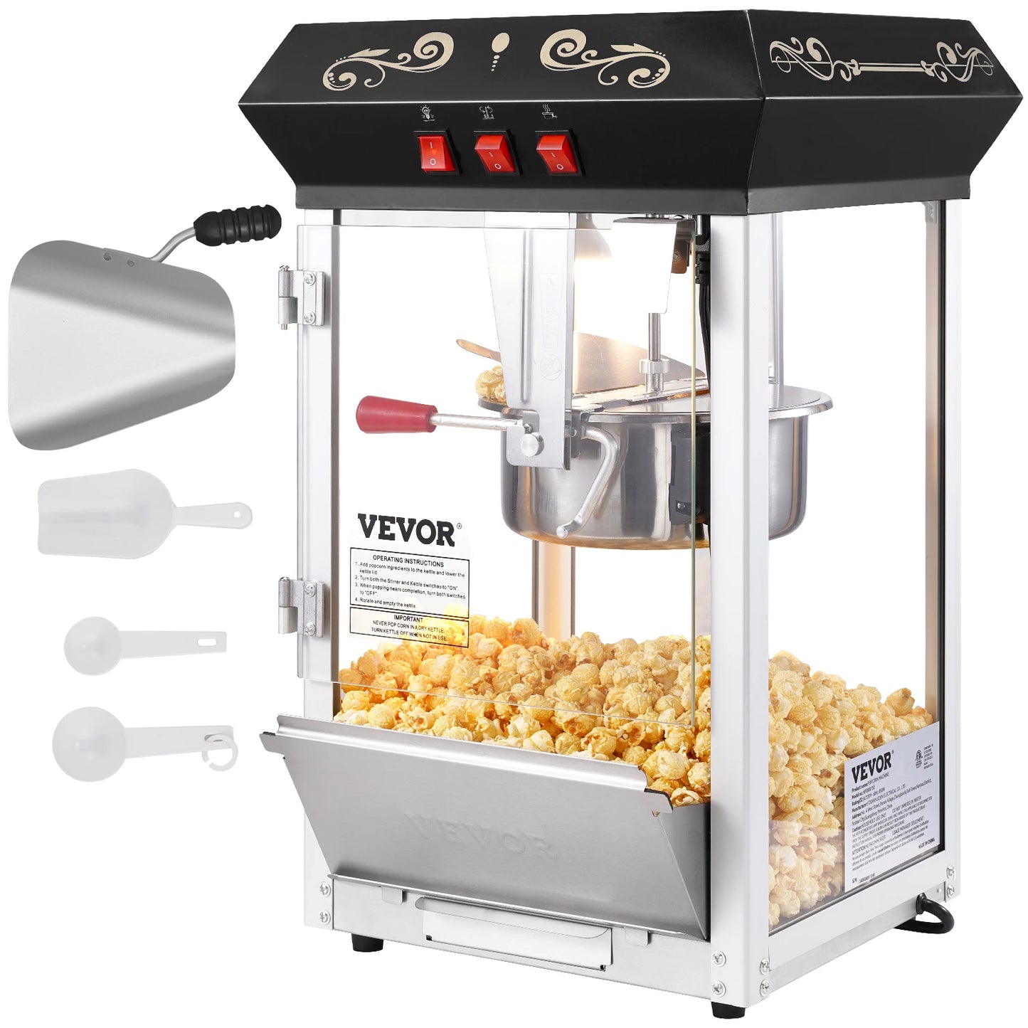 SucceBuy Popcorn Popper Maker Kettle Countertop Movie Theater Style