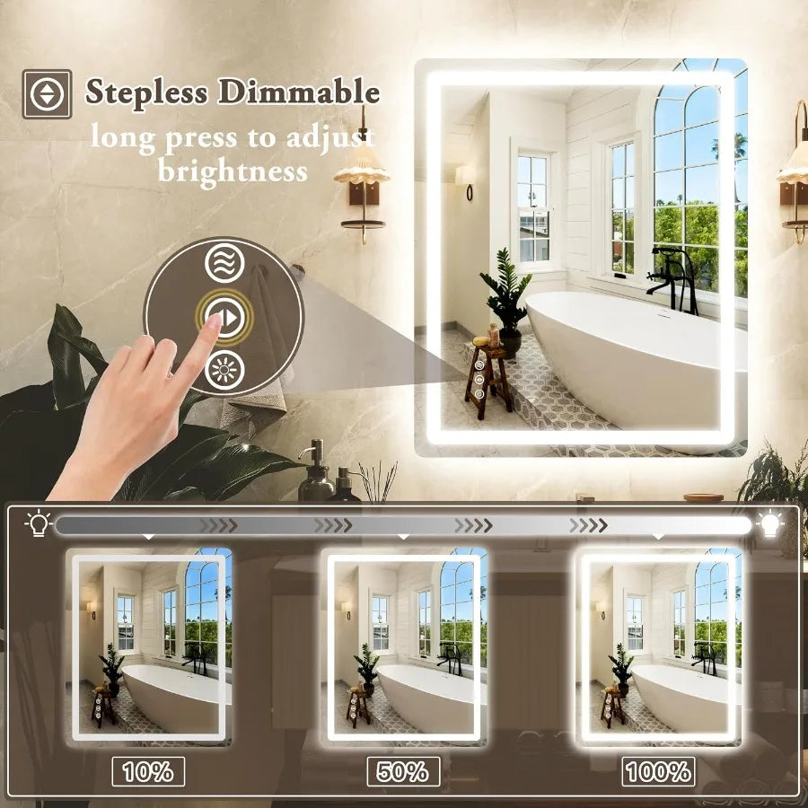 LED Bathroom Vanity Mirror With Anti Fog Dimmable Touch Control