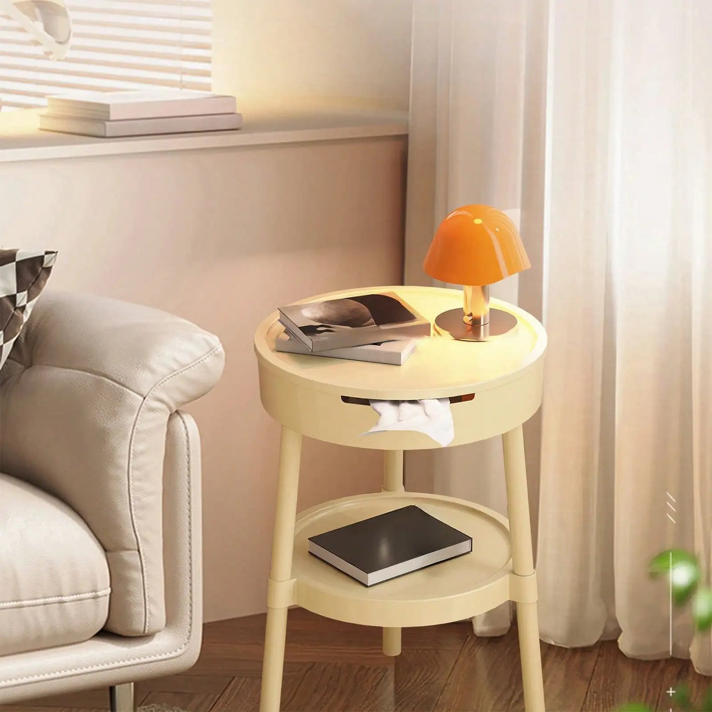 Multifunctional Side Table With Drawer Storage For Living Room