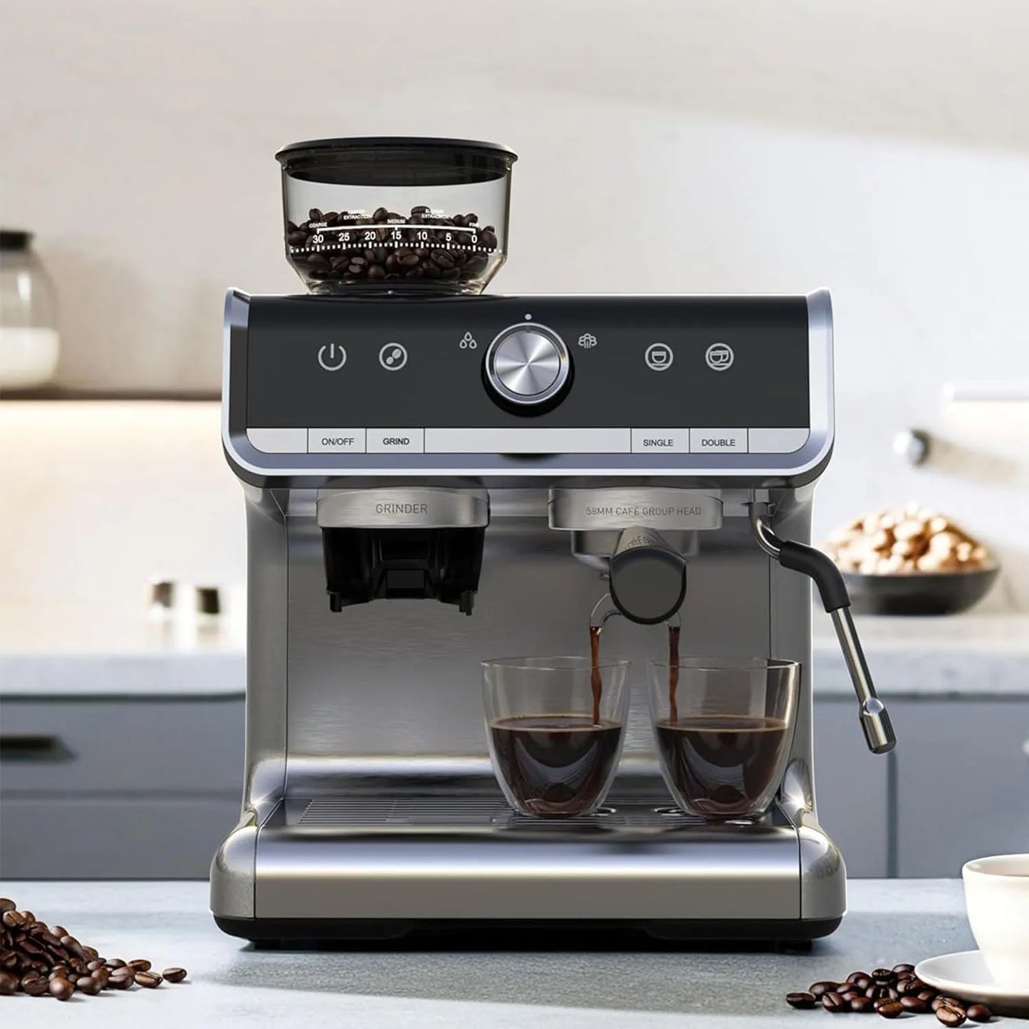 Acekool 20 Bar Espresso Machine With Grinder Semi Automatic