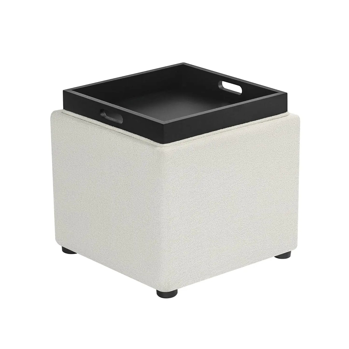 High Cube Ottoman Storage Bench With Tray Upholstered Vanity Stool