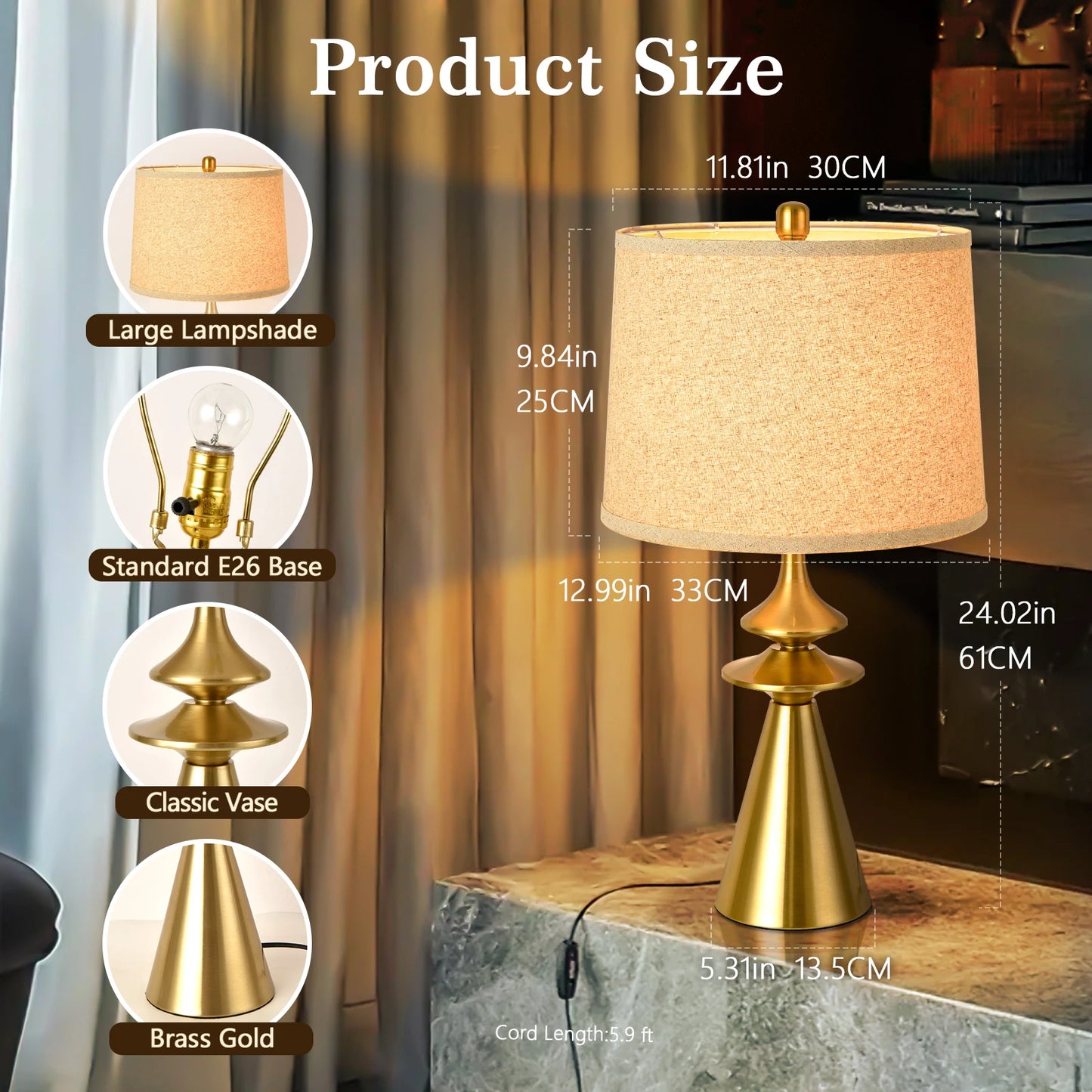 Contemporary Iron Table Lamp for Living Room Bedroom Decor
