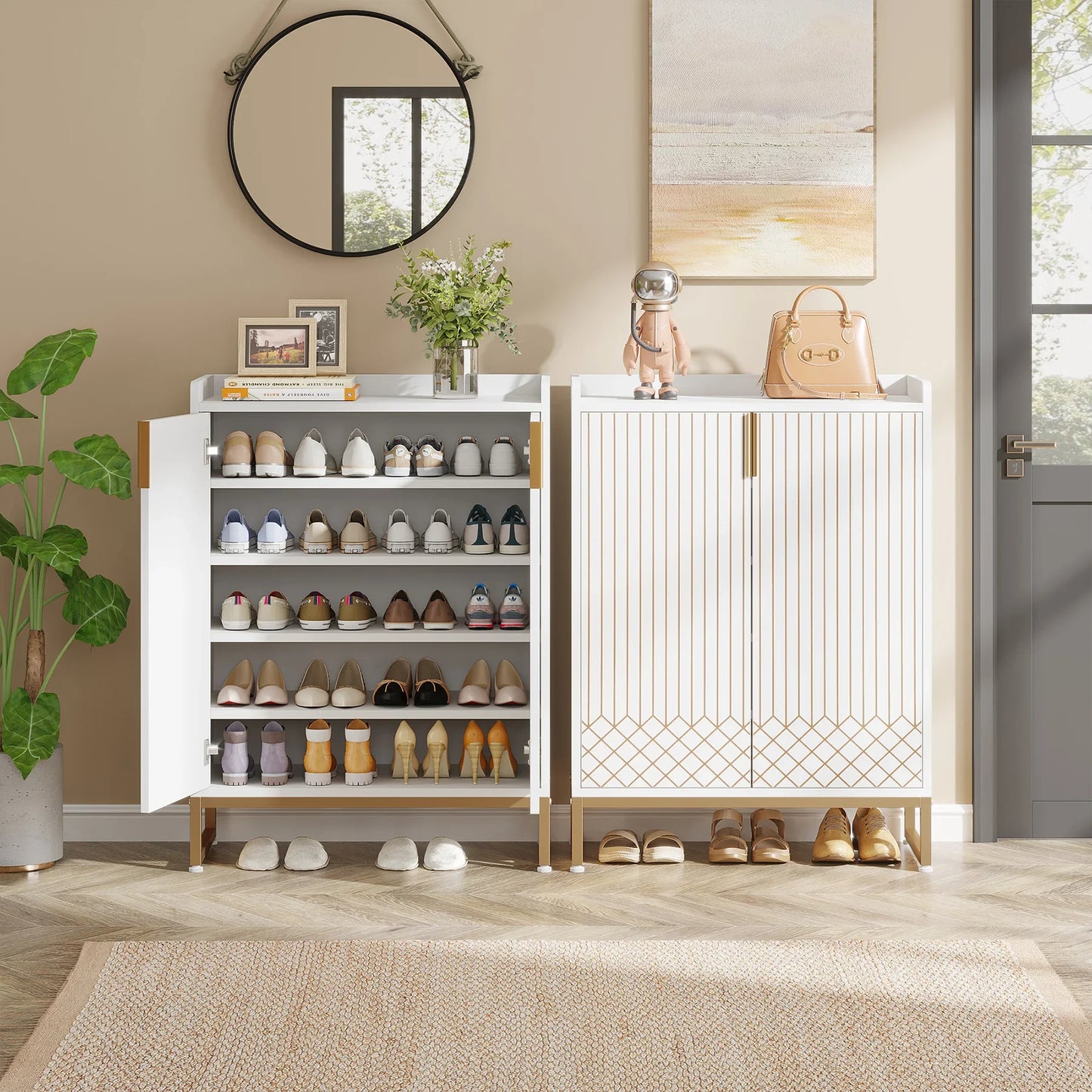 Tribesigns Wooden 5-Tier Shoe Cabinet With Doors For Bedroom