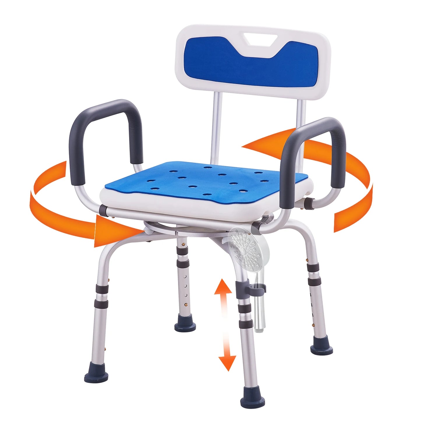 SucceBuy Swivel Shower Chair 360 Degree Adjustable With Armrests