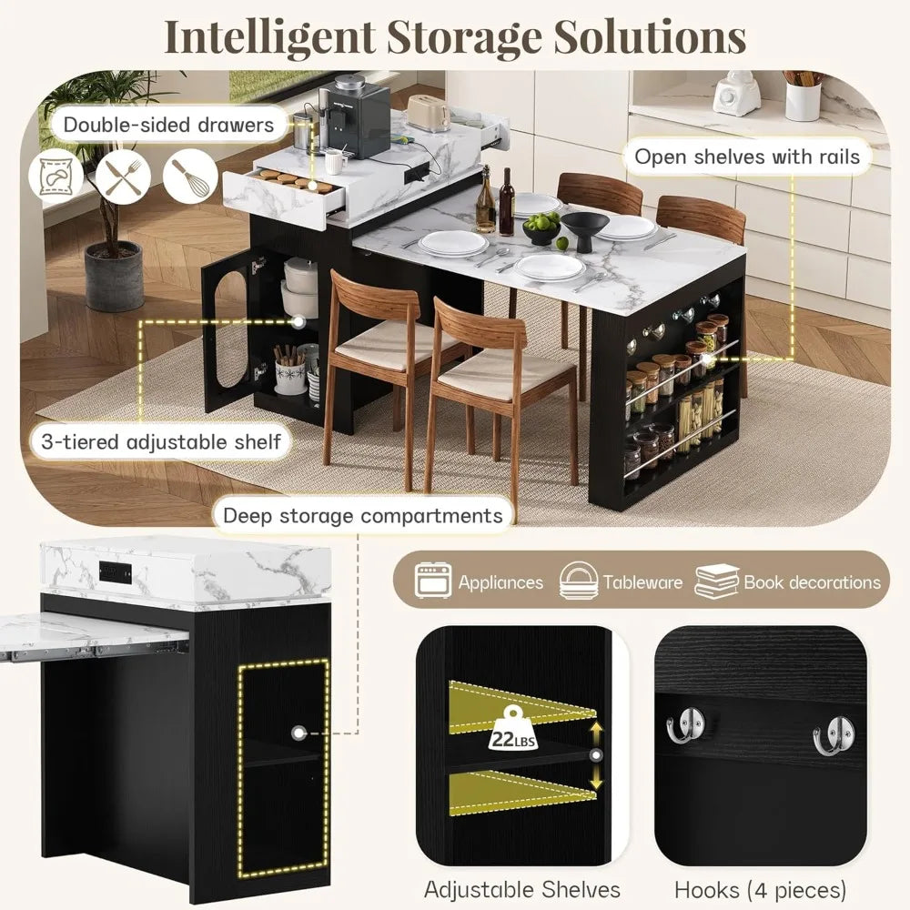 Extendable Dining Table With Folding Top And Power Outlet