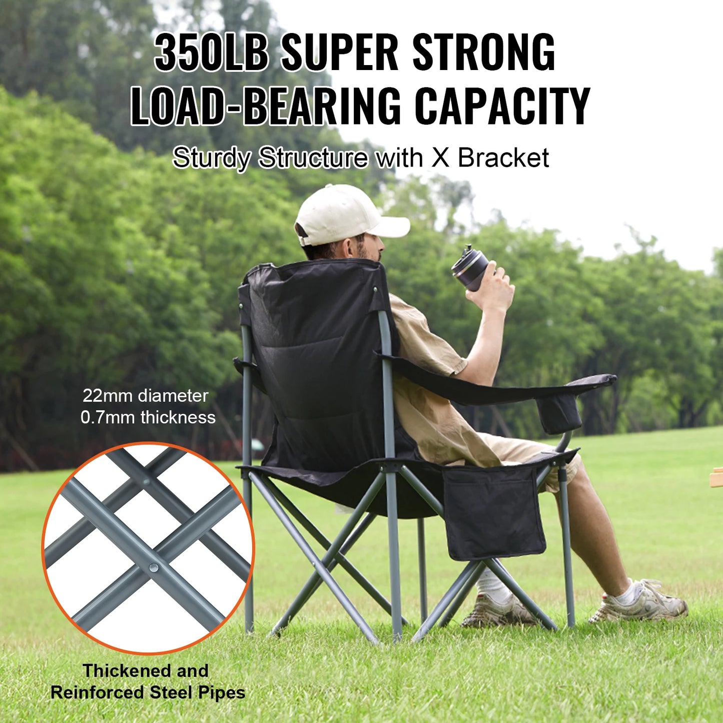 SucceBuy Ultralight Folding Camping Chair 350 Lb Capacity
