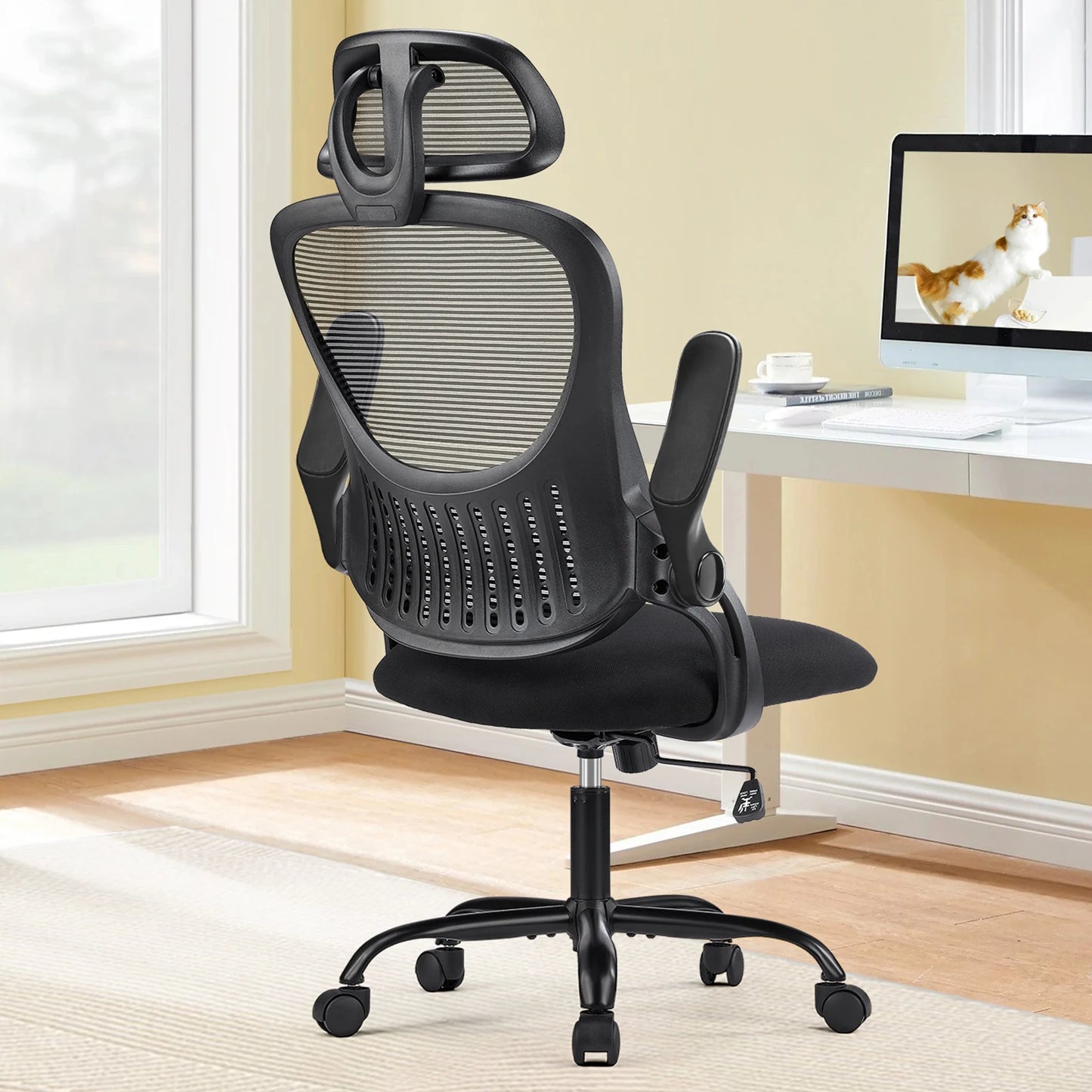 JHK Ergonomics Mesh Chair With Flip Up Arms And Lumbar