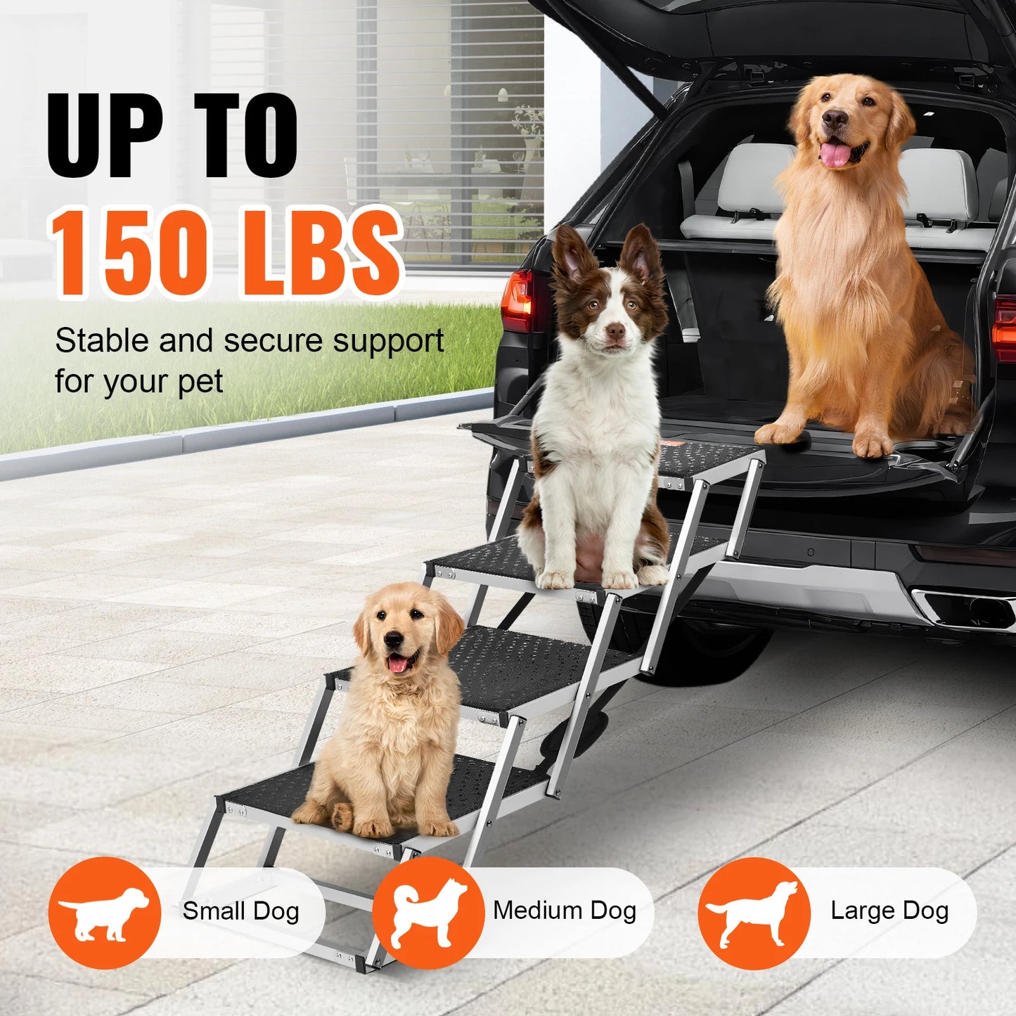 SucceBuy Folding Dog Car Steps Portable Pet Stairs For Cars