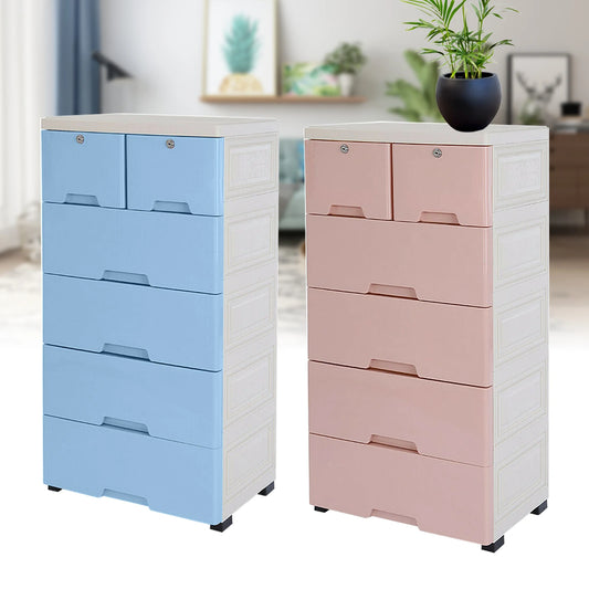 Six-Drawer Plastic Dresser Organizer For Home Office Bedroom