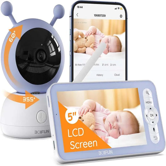 Boifun 2K 5-Inch Screen Wifi Baby Monitor With Night Vision