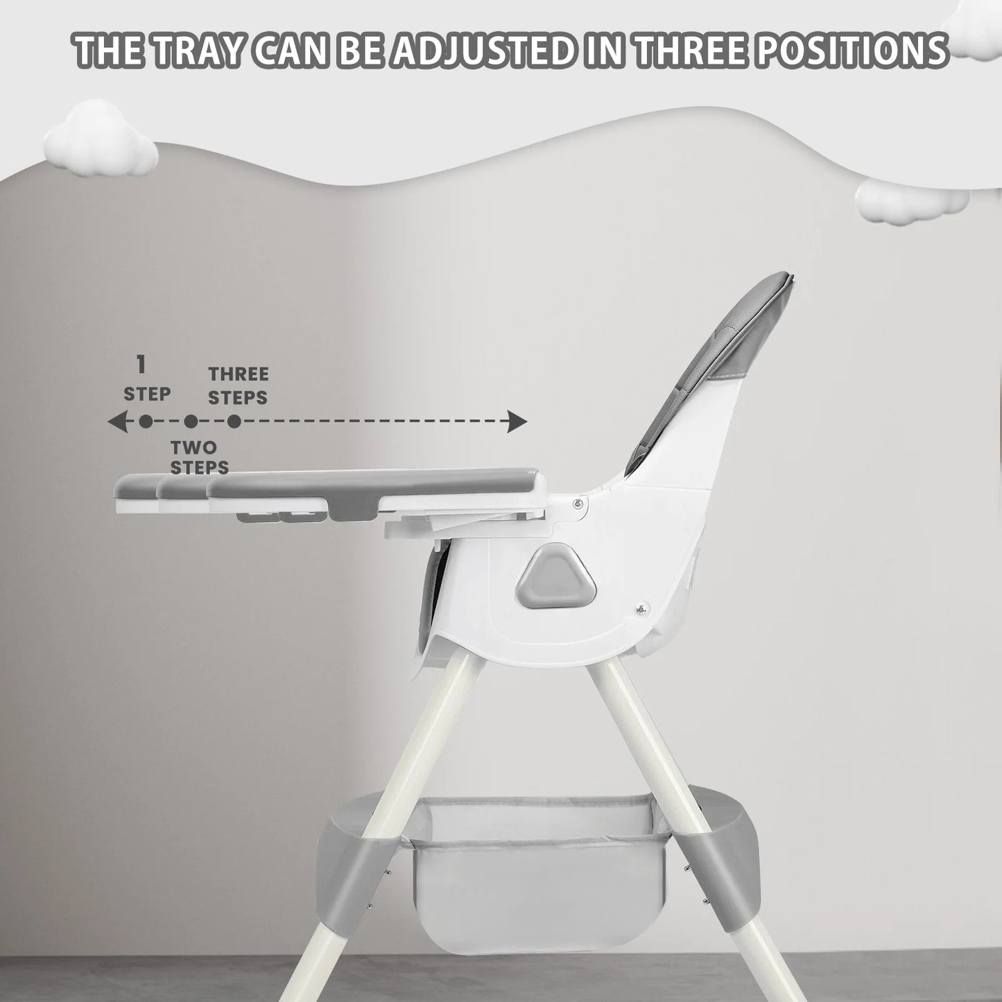 PIORLADO Foldable Baby High Chair With Tray Antislip Pad ToyRack