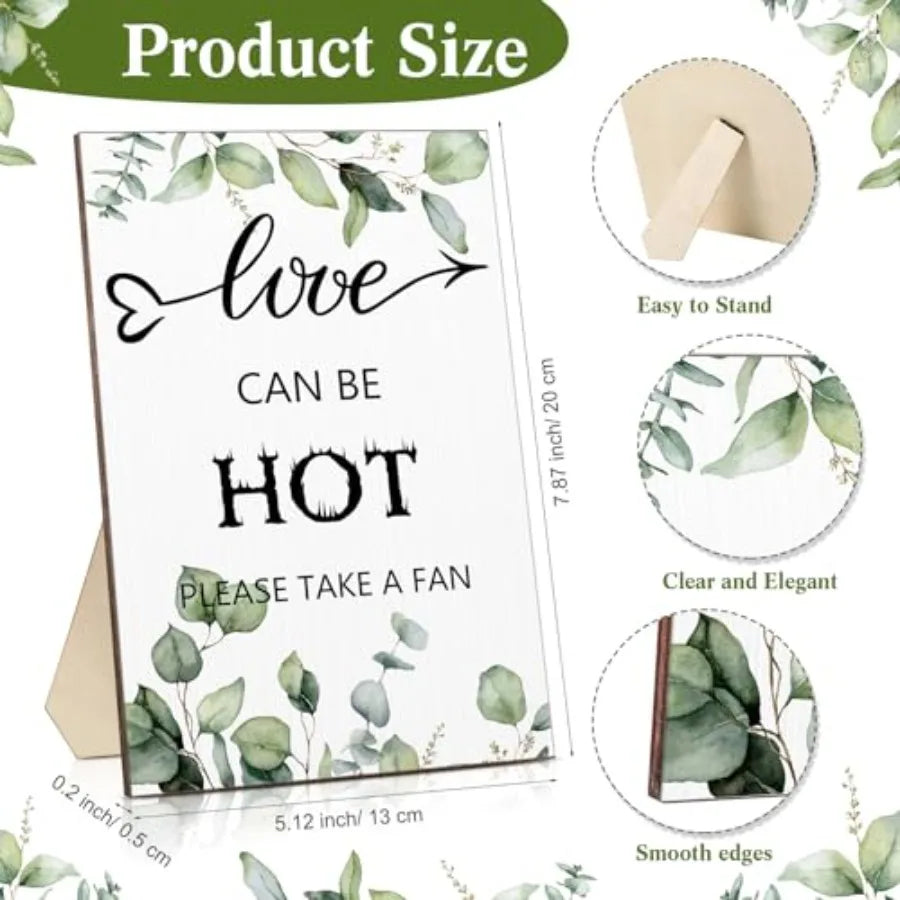 100 Pcs Wedding Handheld Fans Wood Handle And Love Sign