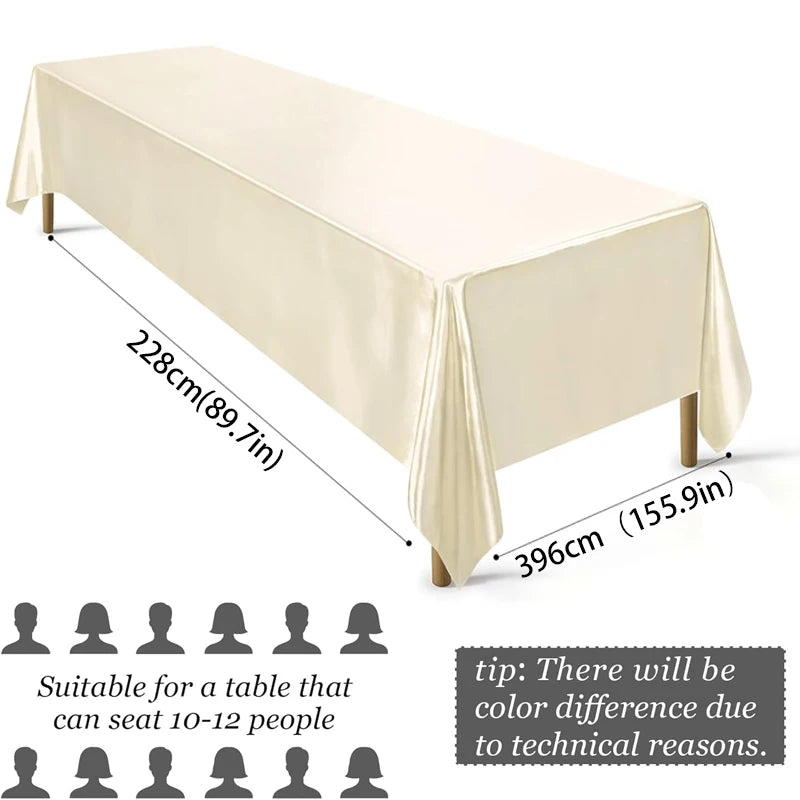 Rectangle Wedding Satin Tablecloth Waterproof Polyester