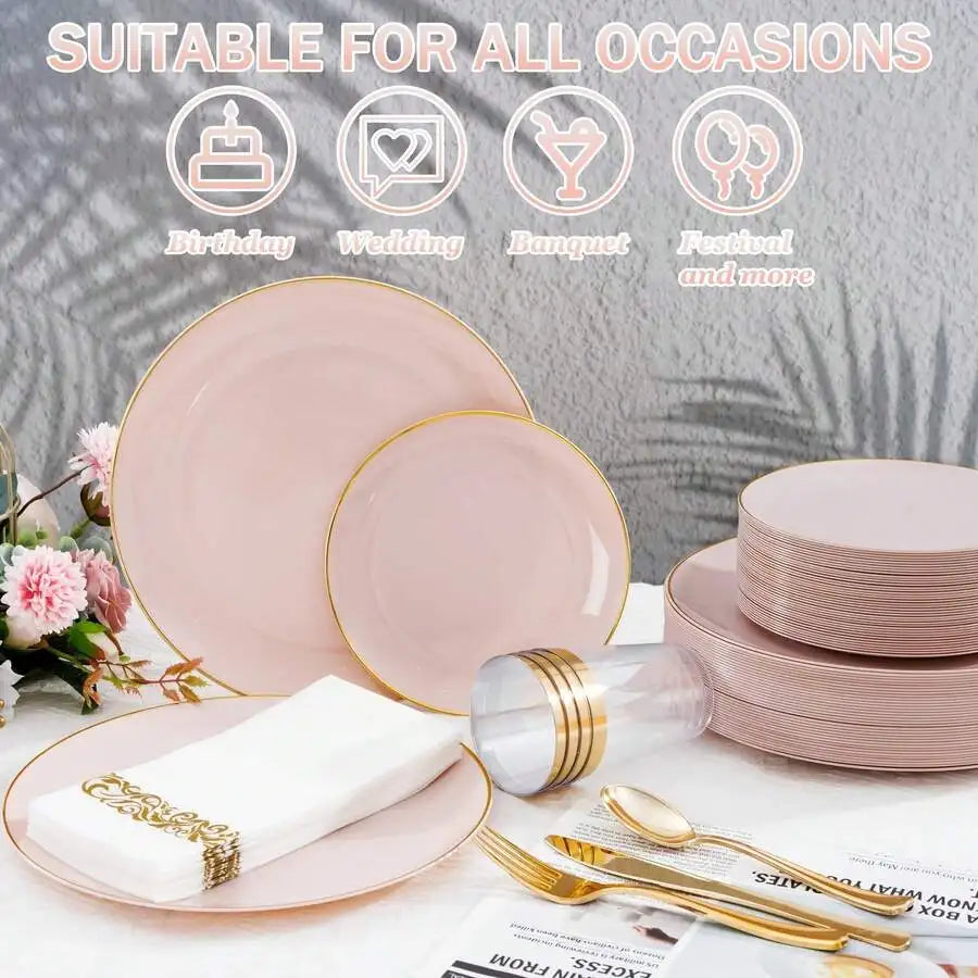 Disposable Plastic Tableware Set Serves 20 Guests For Wedding Party