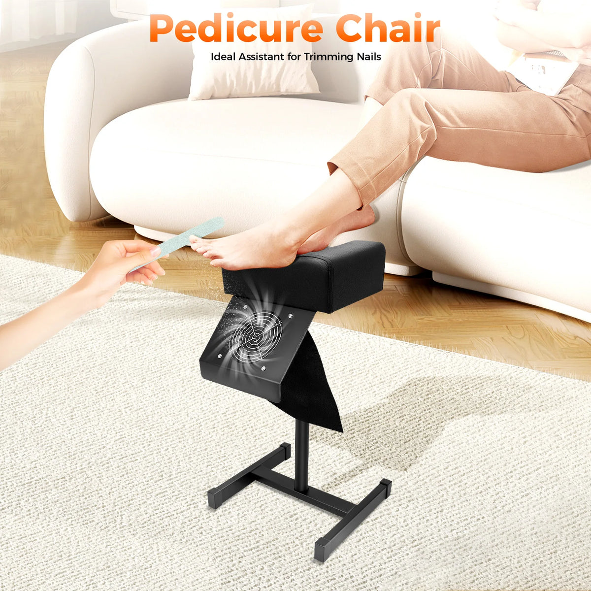 Bymaocar Height Adjustable Pedicure Stool With Dust Cleaning Fan