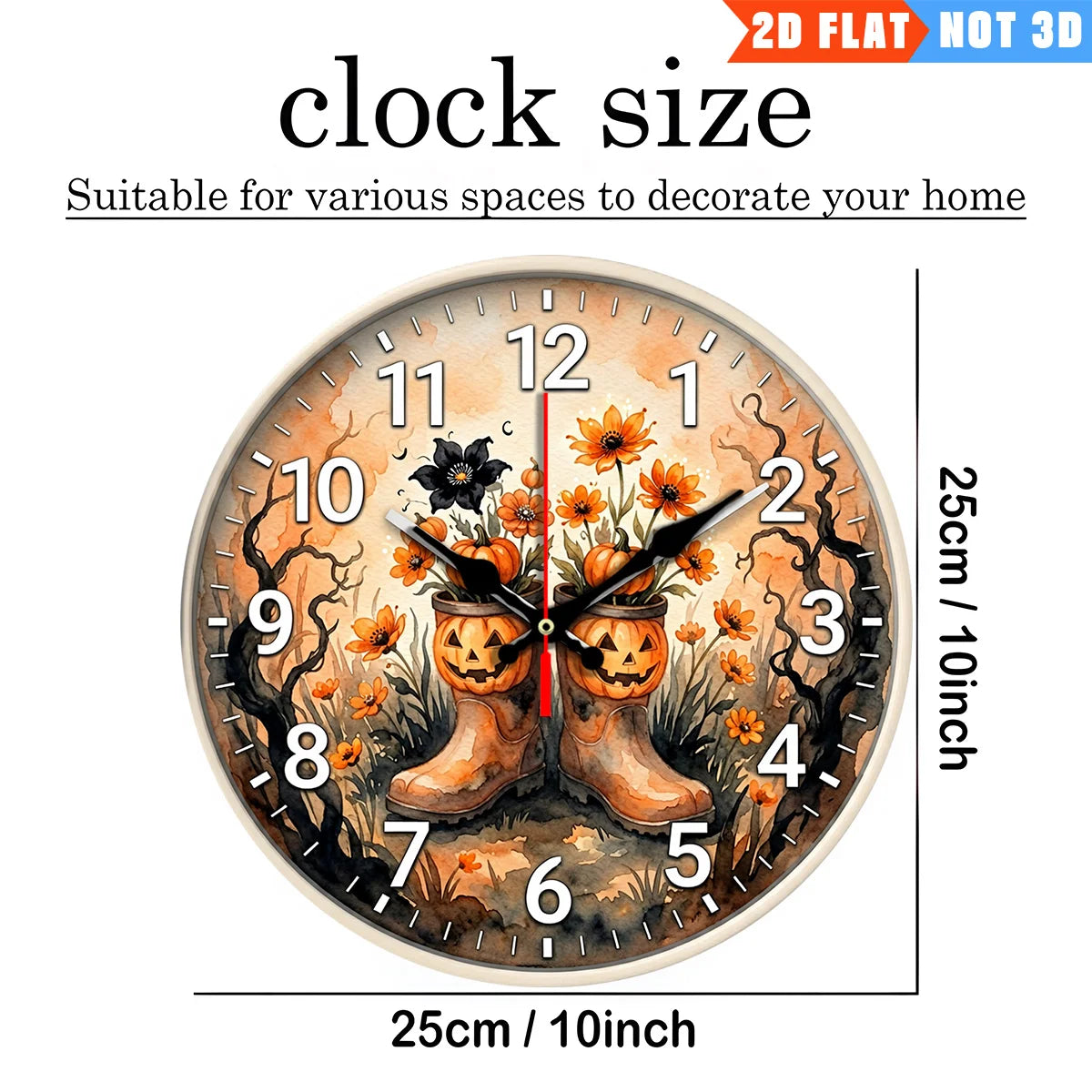 Pumpkin Rain Boots Wall Clock Decorative Alarm Clock Battery Powered