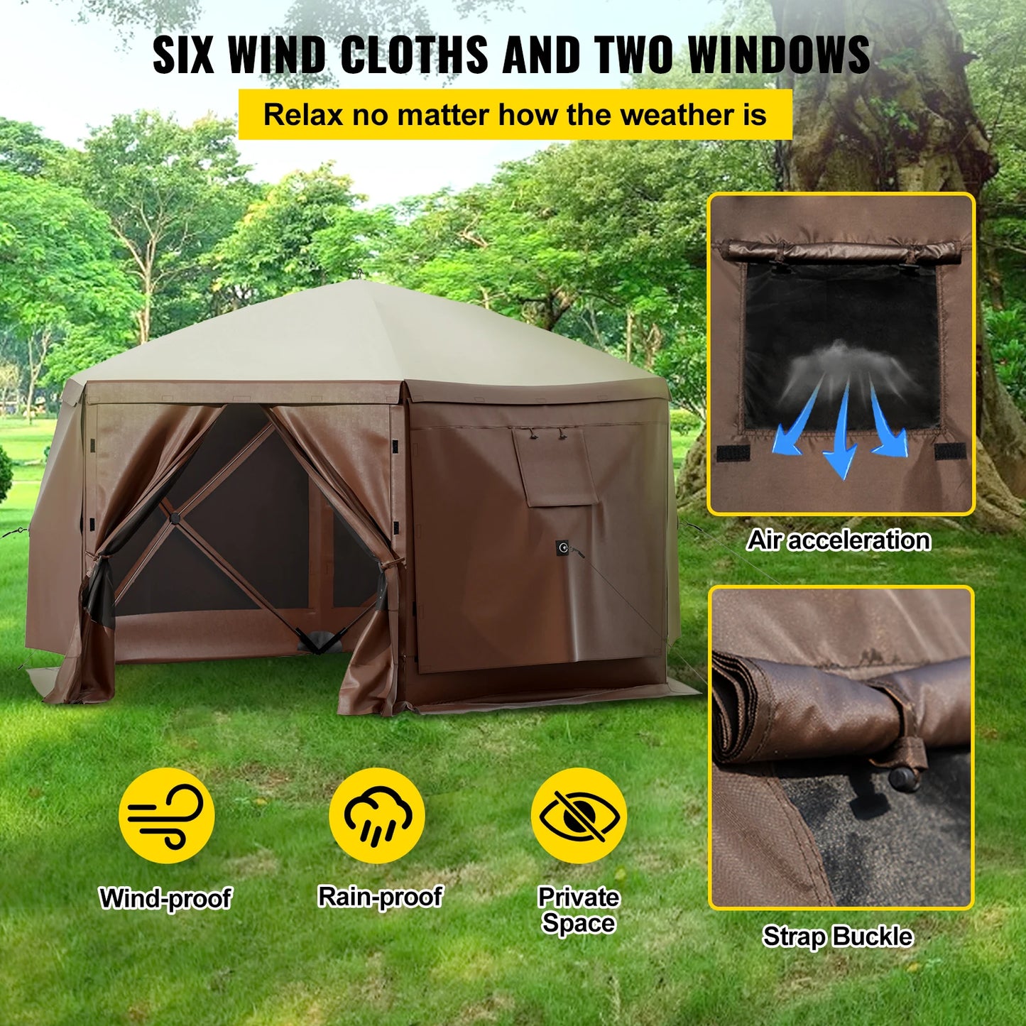 SucceBuy Pop Up Camping Gazebo Shelter For Outdoor Events