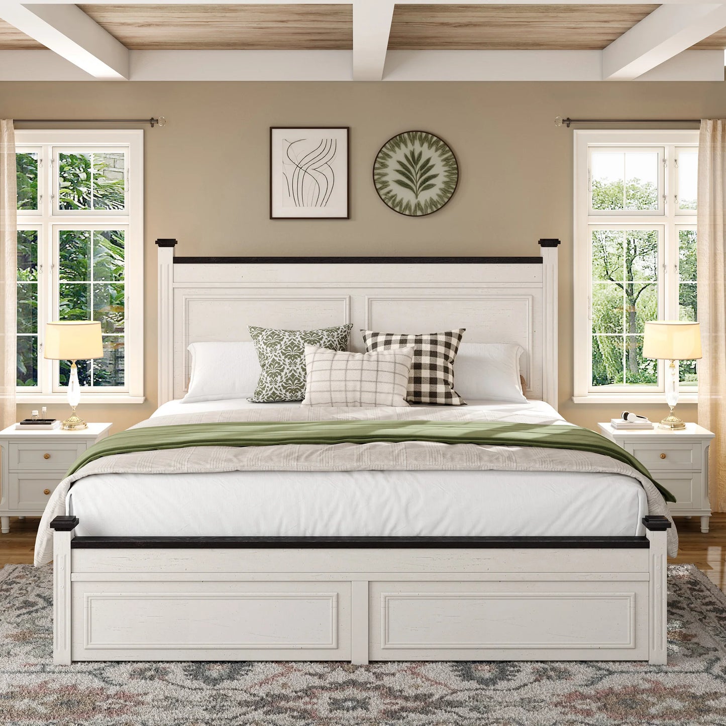EnHomee Tall Headboard Platform Bed Frame For Contemporary Bedrooms