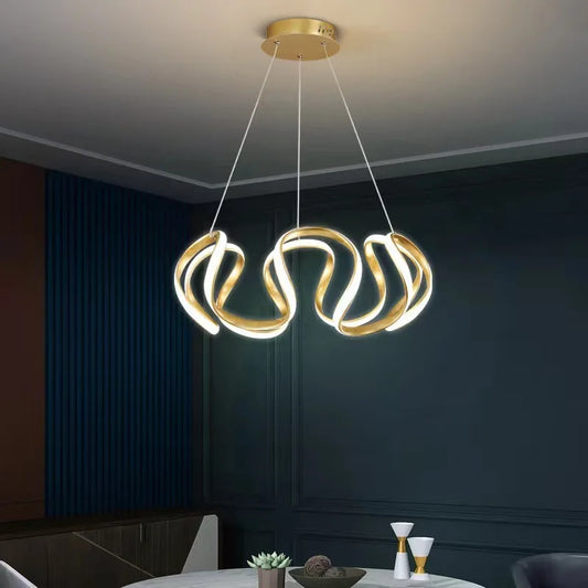 VETRULUS Modern Pendant Light Nordic Twisted LED Chandelier Ceiling Lamp