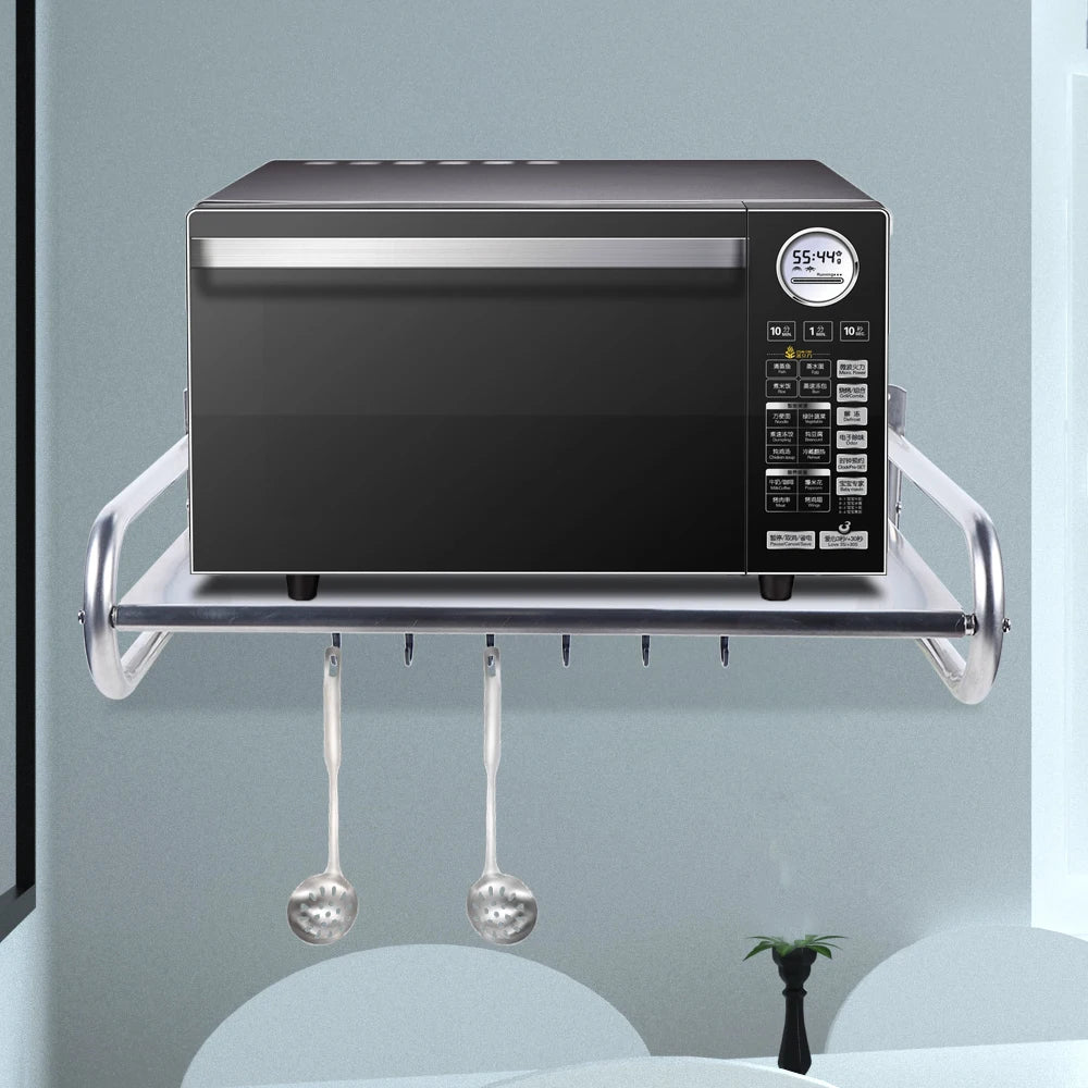 Stainless Steel Wall Mount Microwave Oven Rack Kitchen Shelf