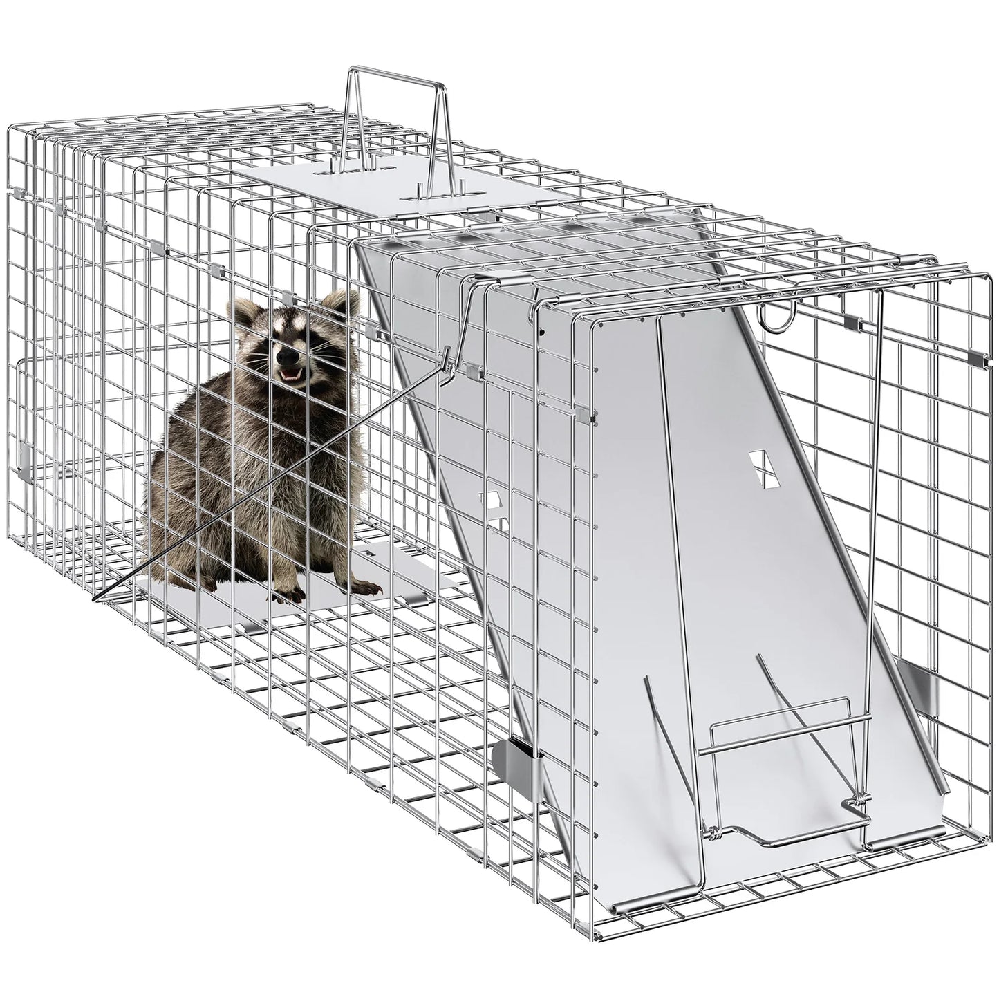 SucceBuy Humane Live Animal Cat Trap With Foldable Iron Cage