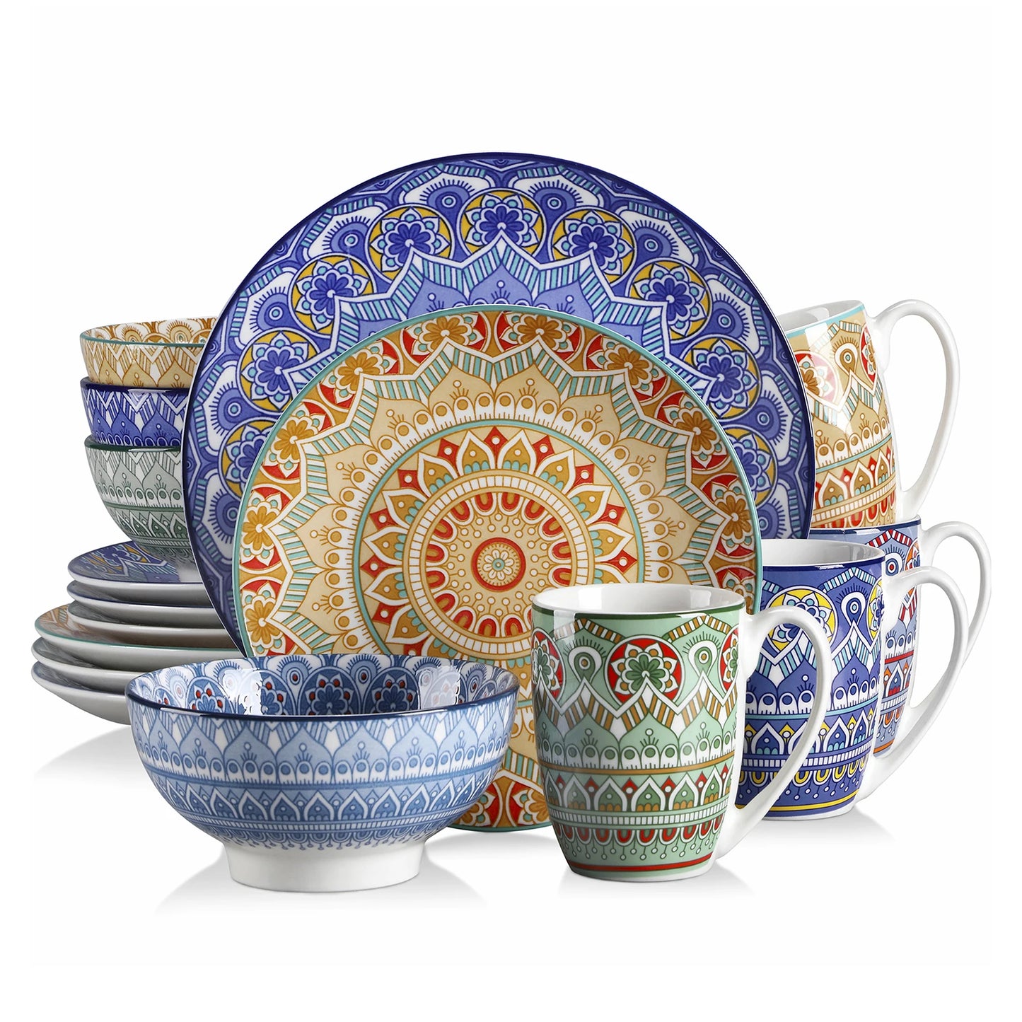 Malacasa Bohemian Mandala Porcelain Dinnerware Set 16 32 48 Piece