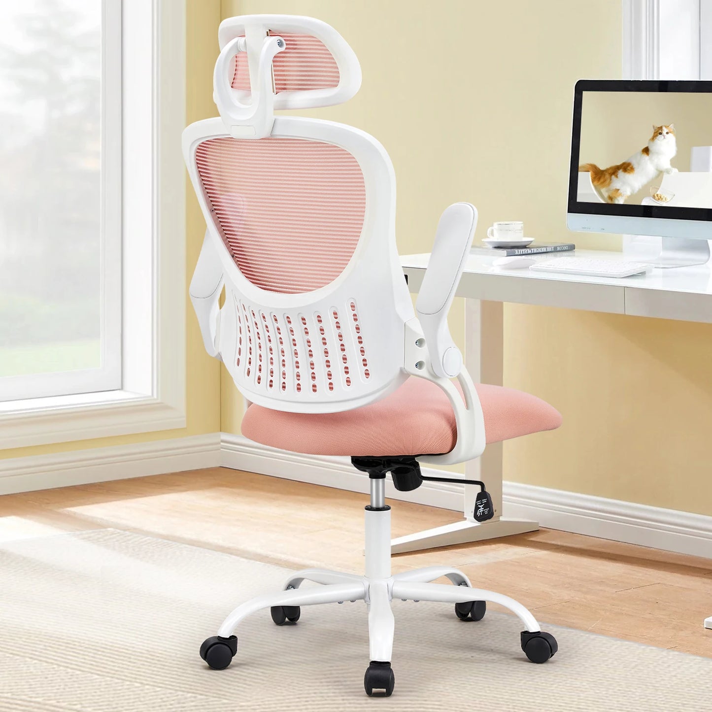 JHK Ergonomics Mesh Chair With Flip Up Arms And Lumbar