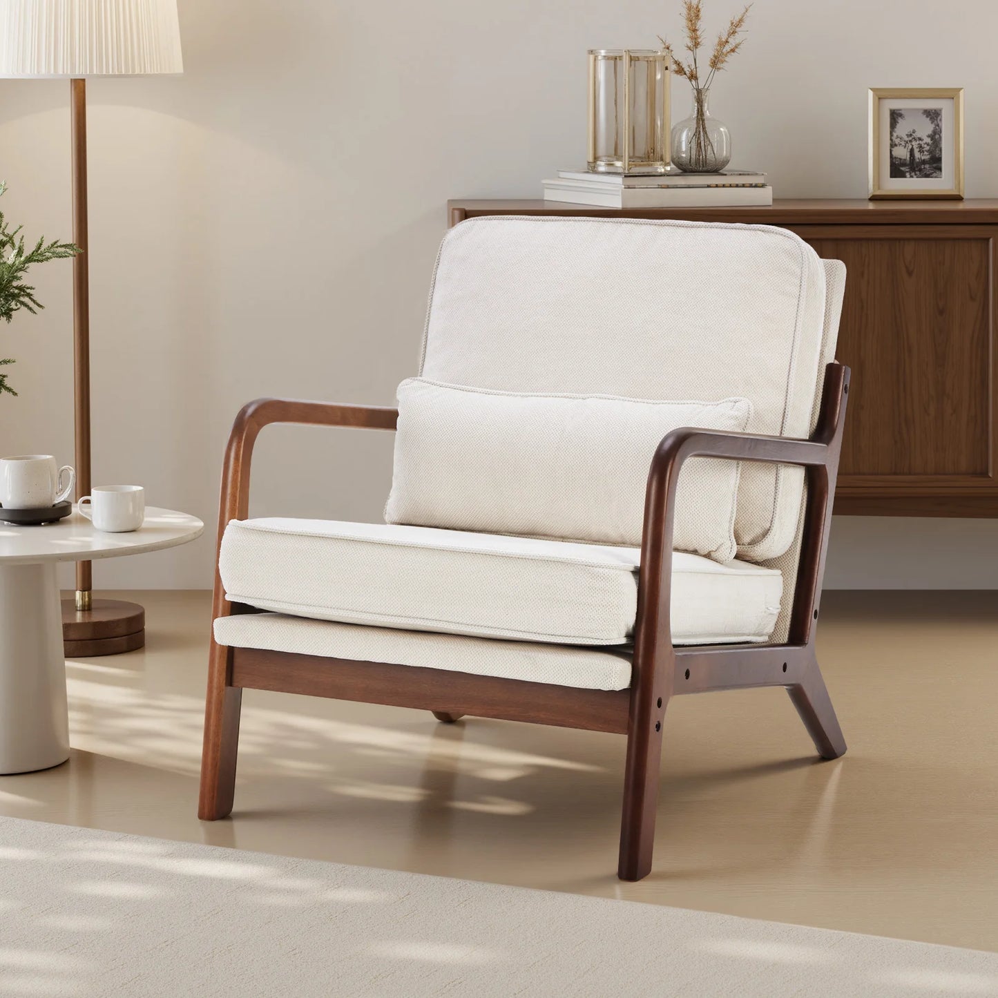 JHK Mid Century Modern Chair With Solid Wood Frame