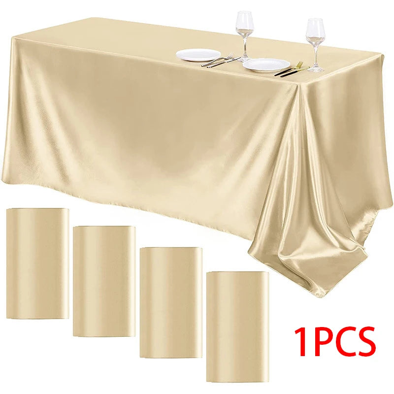 Rectangle Wedding Satin Tablecloth Waterproof Polyester