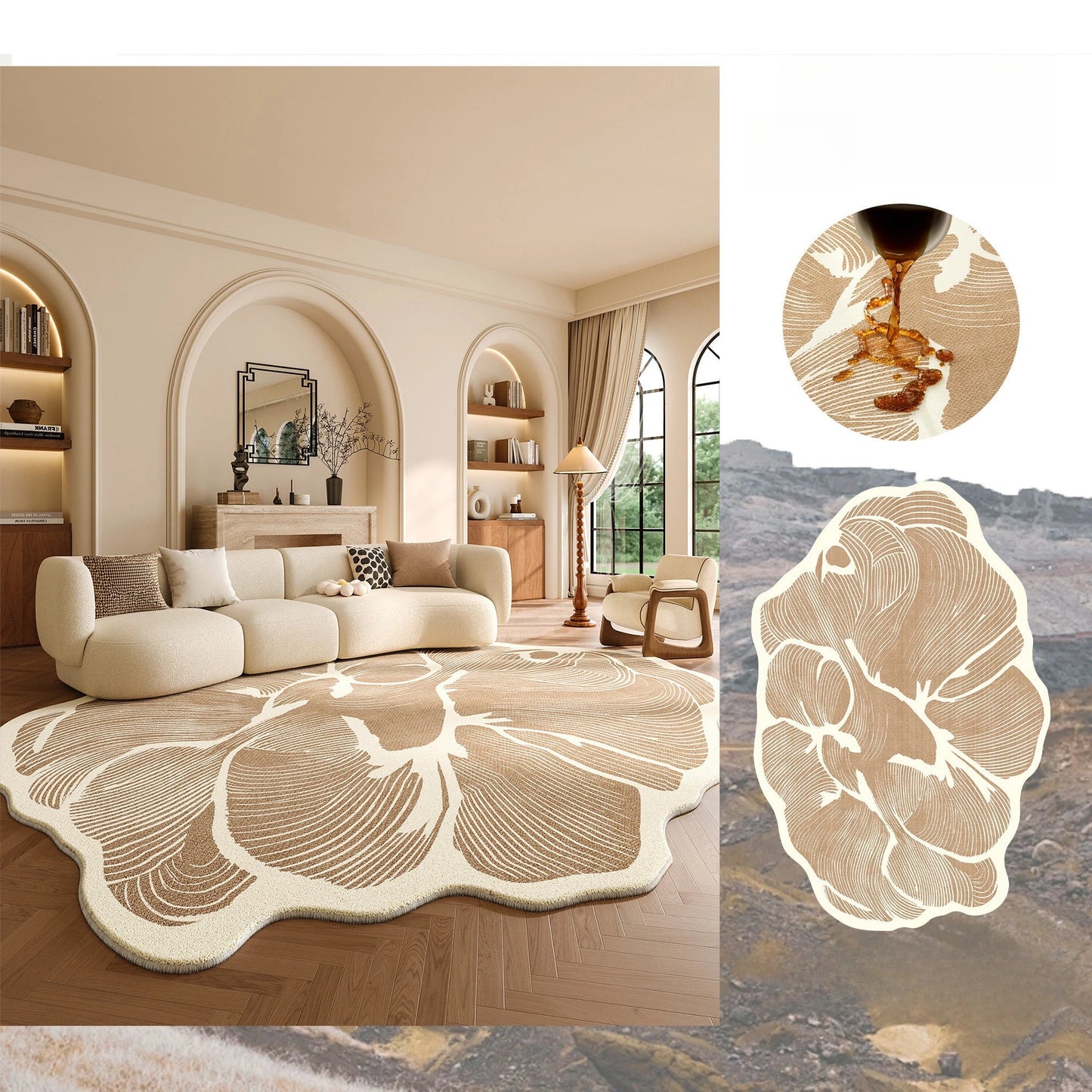 Modern Plush Irregular Area Rug for Living Room and Bedroom