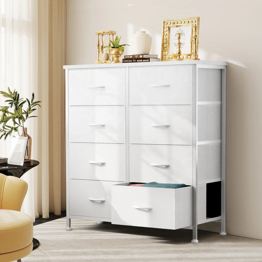 JHK 8 Drawer Fabric Dresser Wardrobe With Steel Frame