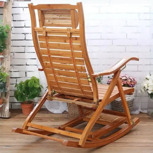 Bamboo Heavy Duty Folding Rocking Chair for Indoor Outdoor Use
