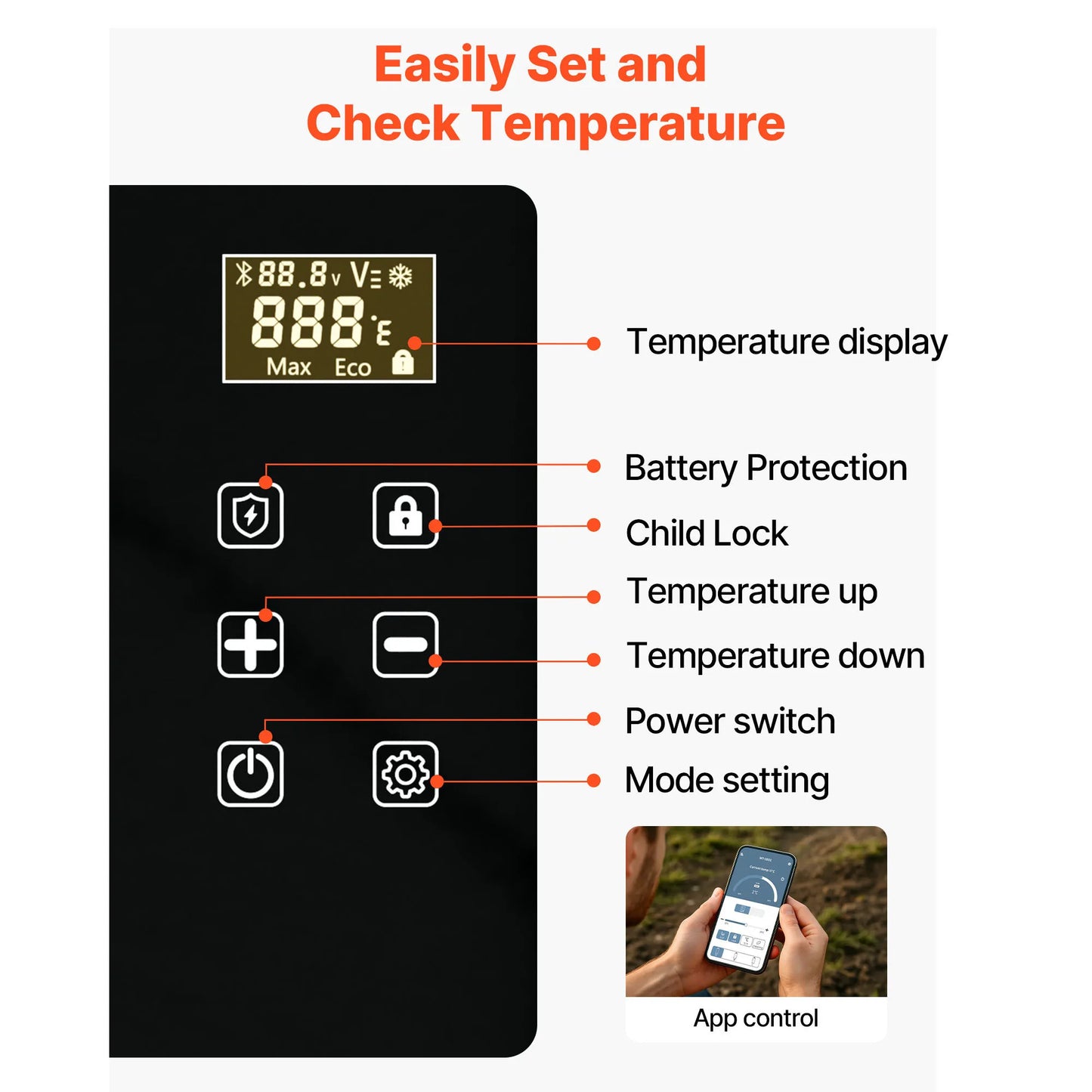 SucceBuy Portable Car Refrigerator With Electric Compressor 12V 24V DC