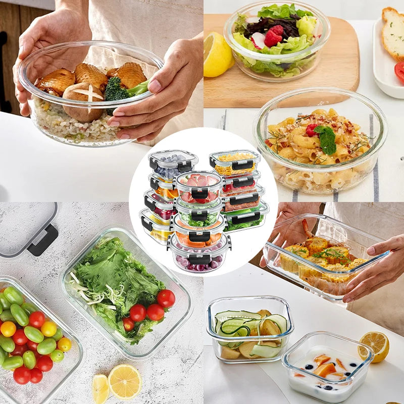 12 Glass Lunch Boxes BPA Free For Microwave Freezer Dishwasher