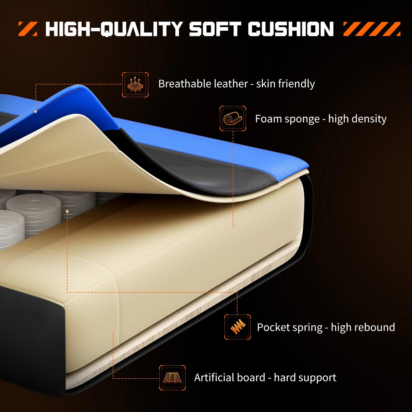 JHK Ergonomic Racing Gaming Chair With Adjustable Height And Headrest