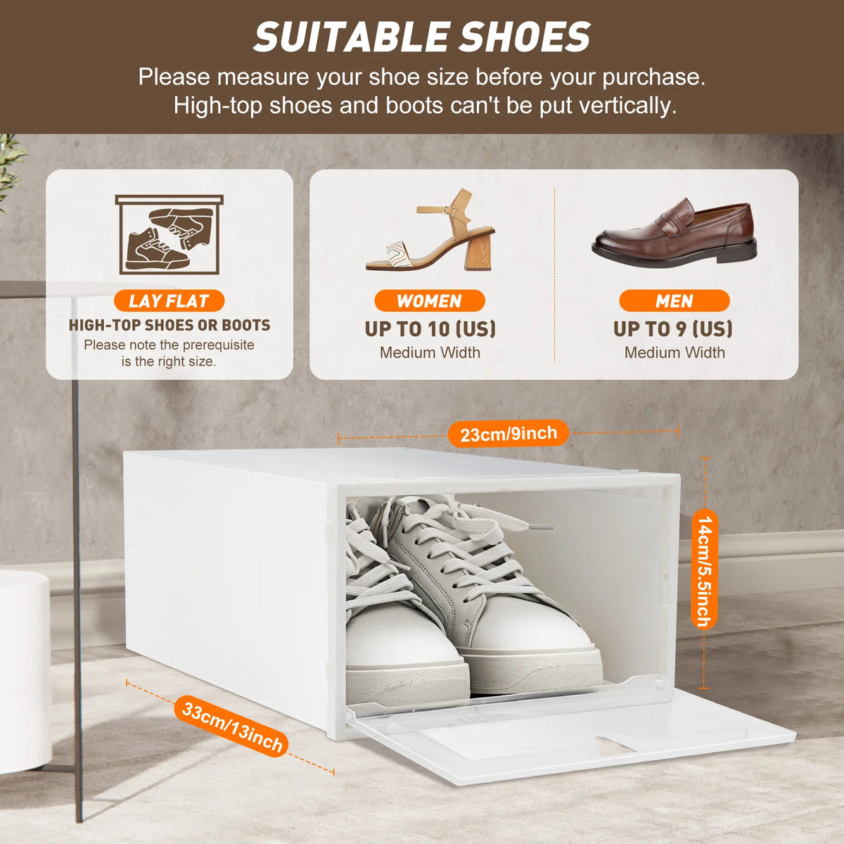 Stackable Clear Plastic Foldable Shoe Storage Boxes Set