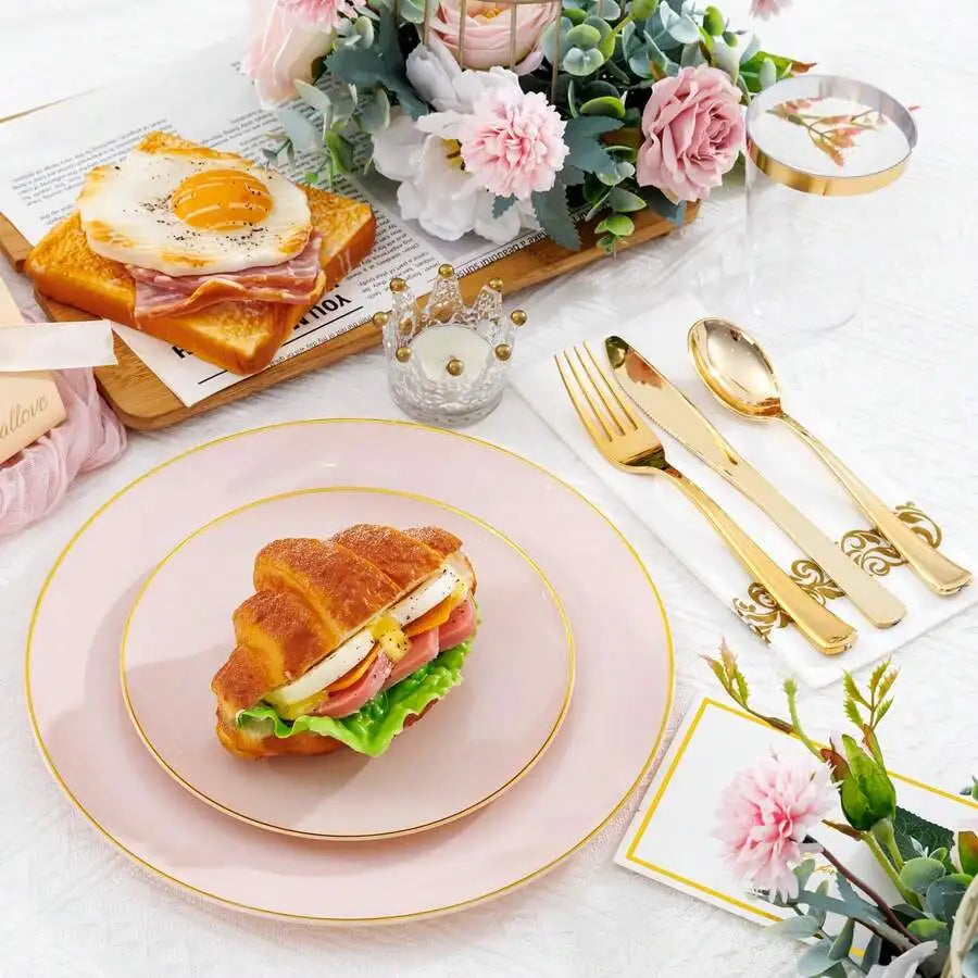 Disposable Plastic Tableware Set Serves 20 Guests For Wedding Party
