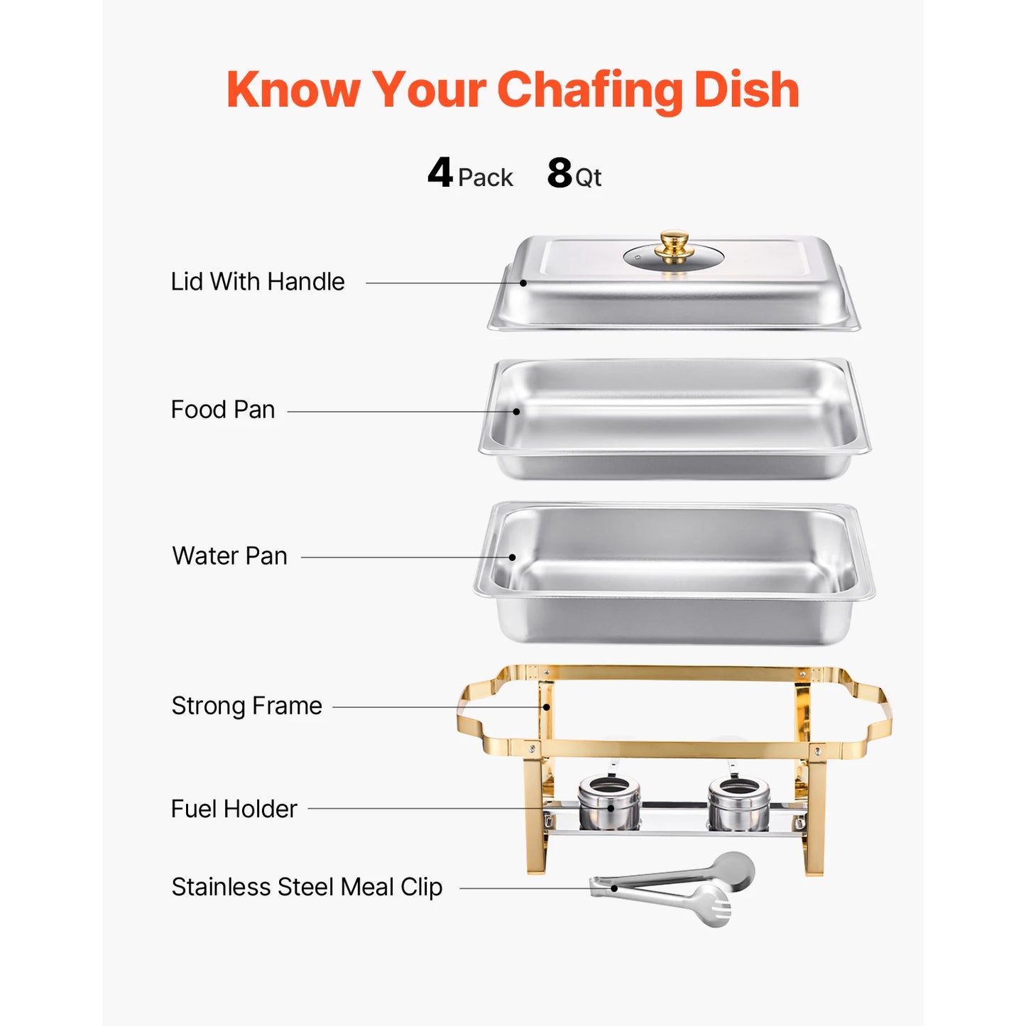 SucceBuy Stainless Steel Chafer Dish Buffet Set Catering Warmer Server