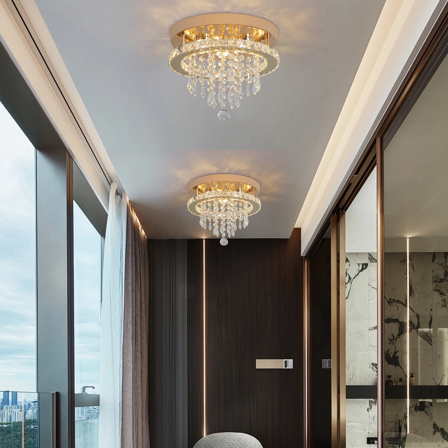 GreeLustr Modern Luxury Crystal Chandelier Led Ceiling Light